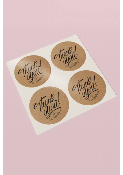 Thank You Supporting Us Kraft Sticker 3x3cm St2222 Çok Renkli