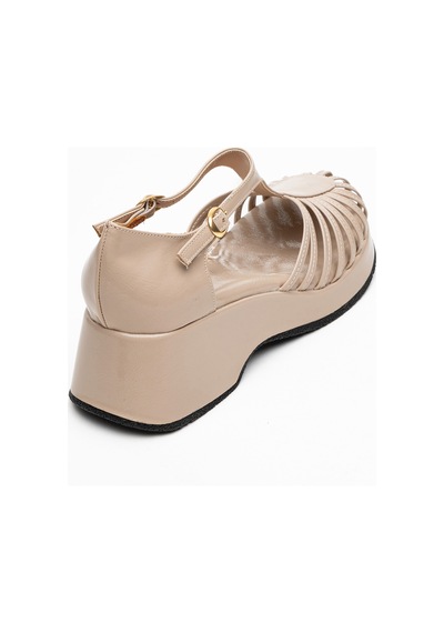 Luvishoes Luvi Shoes Anıel Bej Kadın Dolgu Topuklu Sandalet Bej