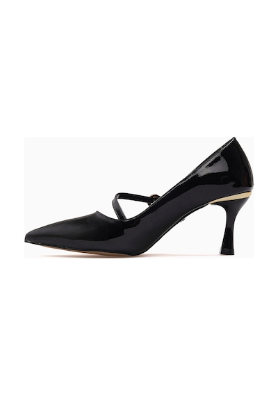 Kuum Kadın Stiletto Ayakkabı 26y K145-26204 Siyah Rugan