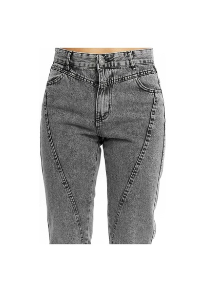 Kene Jeans Yüksek Bel Ön Conta Çımalı Mom Kot Jeans Kar Siyah