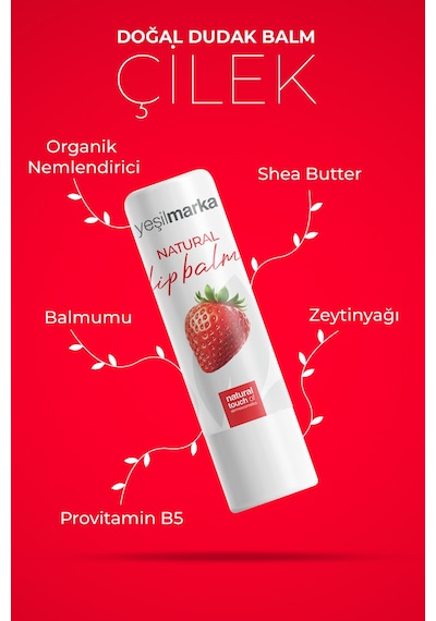 Yeşilmarka Çilek Doğal Dudak Balmı