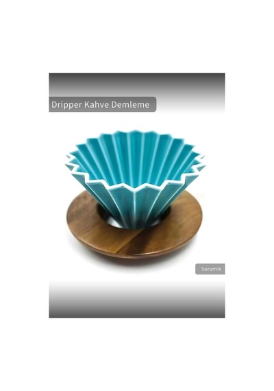Ahşap Standlı Dripper Turkuaz Renk