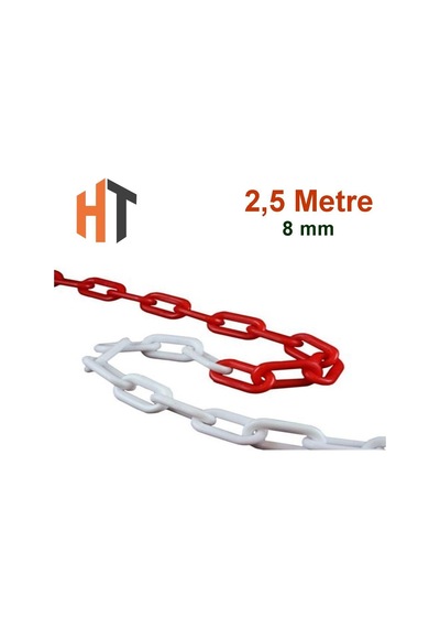Plastik Zincir Kırmızı-beyaz Kalın 8mm 2,5 Metre