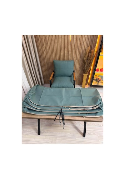 Outdoor Kumaş,bahçe Minderi,balkon Minderi,koruyucu Kılıf , 2-1-1 Takıma Uygun 4 Adet Pofuduk Model ,minder Kılıfı Turkuaz
