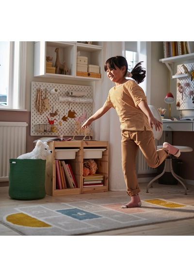 Ikea Stäppsparv Çocuk Oyun Halısı 100 X 160 Cm Bej - Sarı - Pembe - Beyaz Çok Renkli