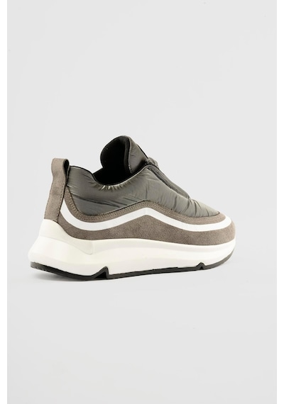 Mubiano Kadın Anorak Sneaker Süet Detaylı Kalın Tabanlı Bağcıklı Mito Gri Gri