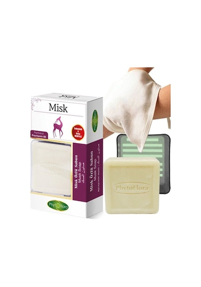 Phytoflora Misk Özlü Sabun 125 G + Sabunluk + Kese