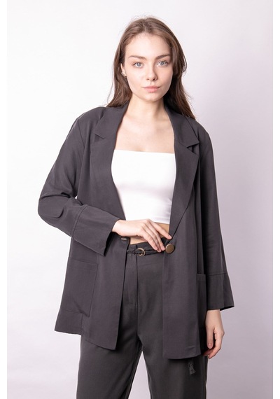 Kadın Baharlık Kumaş Rahat Kesim Yakalı Cepli Kolu Katlamalı Boyfriend Blazer Ceket-antrasit Antrasit Kadın Baharlık Kumaş Rahat Kesim Yakalı Cepli Kolu Katlamalı Boyfriend Blazer Ceket-antrasit Antrasit