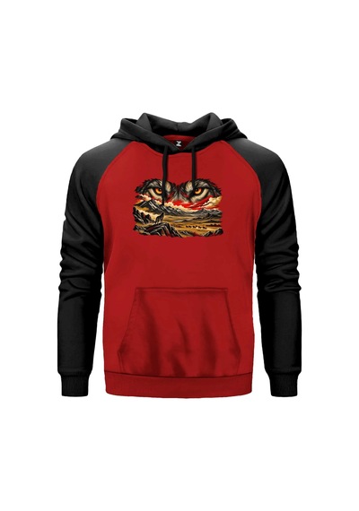 Bozkurt Bakışı Gri Renk Reglan Kol Sweatshirt Kapşonlu