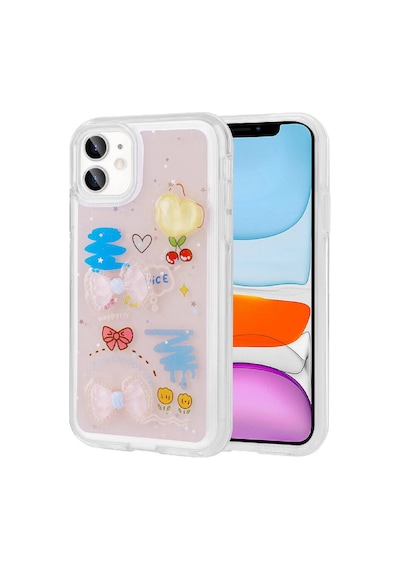 Apple Uyumlu iPhone 11 Kabartma Figürlü Parlak Uzrm Minimini Silikon Kılıf-pembe Pembe