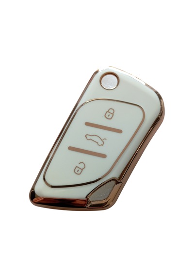 Cadillac Tipli Kd Keydiy Nb30 Uyumlu Kumanda Anahtar Kılıfı Oto Anahtarlık Beyaz - Gold