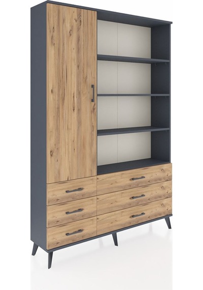 Arges Dolap 8 Raflı 6 Çekmeceli Tek Kapaklı 132x30x195 Antrasit-çam/çam Atlas Çam/atlas Çam Arges Dolap 8 Raflı 6 Çekmeceli Tek Kapaklı 132x30x195 Antrasit-çam/çam Atlas Çam/atlas Çam