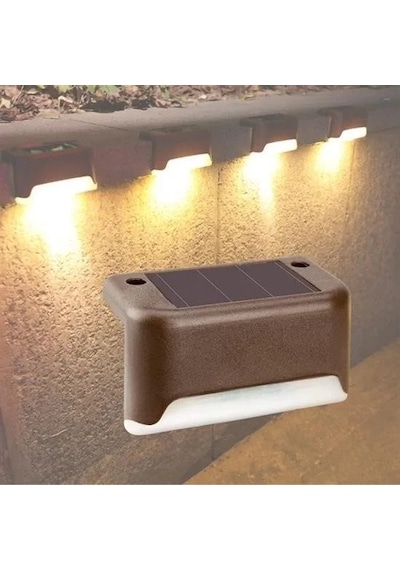 Solar Güneş Enerjili Şarj Edilen Köşebent Merdiven Veranda Bahçe Yolu Led Lamba Işık 4 Adet -15m