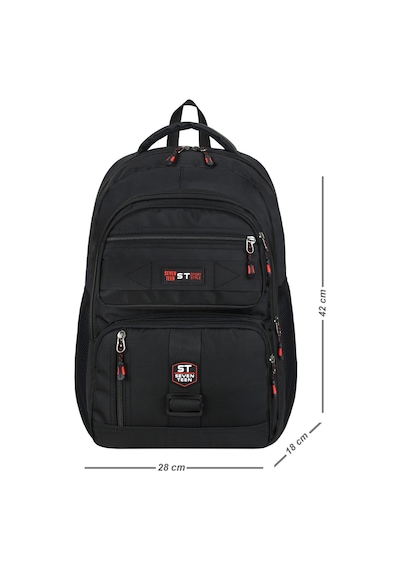 Seventeen Unisex Suya Dayanıklı Çok Gözlü Laptop Ve Seyahat Sırt Çantası 4903 Siyah-kırmızı