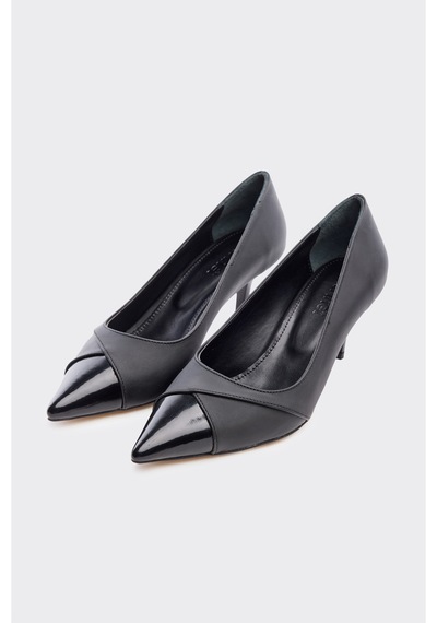 Derinet Kısa İnce Topuk Kadın Stiletto Siyah Siyah
