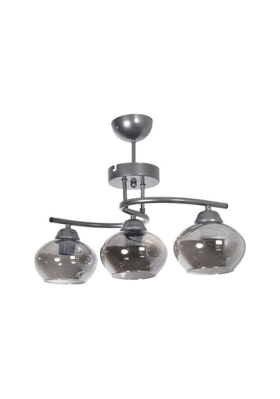 Fuji Modern Dekoratif Salon - Mutfak - Yatak Odası Gri Renk Füme Camlı 3 Lü Avize Gri - Füme