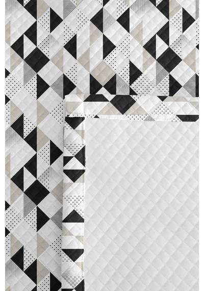 Siyah Beyaz Geometrik Genç Odası Tek Kişilik Pike Takımı-modern Gri 160x220 Cm Kapitone Yatak Örtüsü Dokulu Sis Buharı
