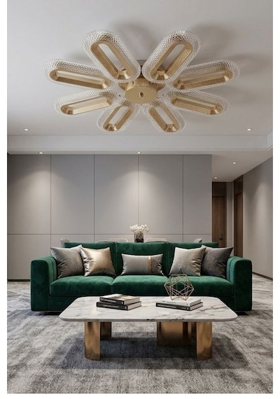 LumiaLighting Eclipse Model 8'li Kumandalı Gold 3 Renk Modu Ledli Tavana Sıfır Salon Mutfak Çocuk Yatak Odası Led Avize Gümüş