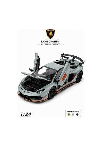 Lisanslı 1:24 Alaşım Lamborghini Aventador Svj Koleksiyonluk Die-cast Metal Araba Gri Çok Renkli