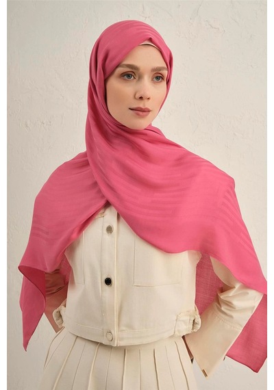 Armine Lyocell Viscon Stripes Desenli Şal 2 Pembe
