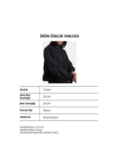 Kadın Siyah W6-1 Oversize Belden Ayarlanmalı Özel Viskon Pamuk Kumaş Ceket