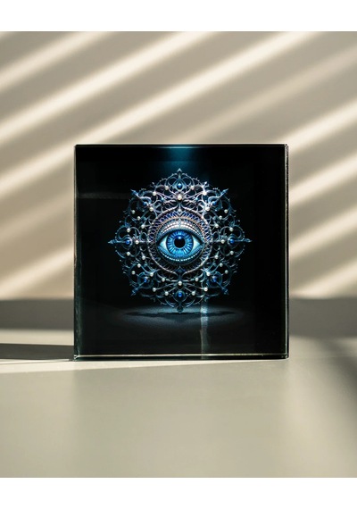 Sonsuzluk Karesi 12x12 Cm - Kristal Cam Premium Kaideli Masaüstü Dekor