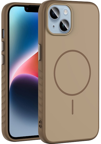 Apple Uyumlu iPhone 14 Kılıf M-safe Şarj Özellikli Zore Tea Kapak - Gold Altın