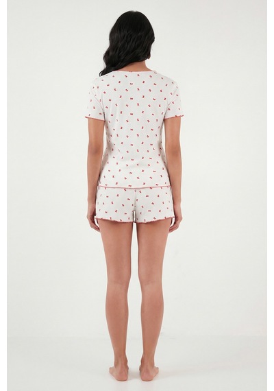 Lela Bayan Pijama Takımı 65770837 Beyaz-kırmızı