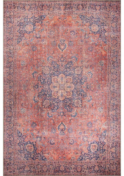 Blues Vintage Desenli Dokuma Taban Dekoratif Kırmızı Halı Al 370 Bej
