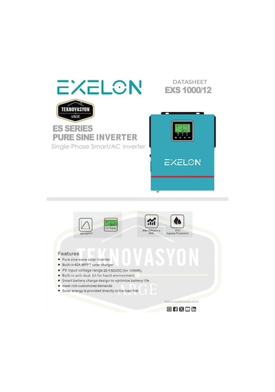 Teknovasyon Arge Exelon 1000w 12v Mppt 40a Akıllı İnvertör
