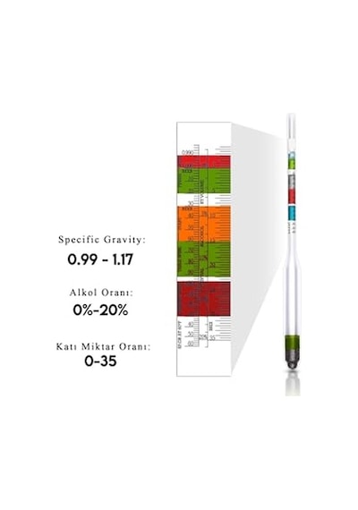 Hidrometre 0.980-1.1160 Şarap Bira Brix Oranı Ölçüm Thr275