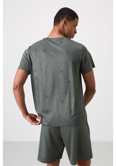 Tommy Life Haki Polyester Nefes Alan Jakarlı İnce Esnek Standart Fit Erkek Performans T-shirt - 88398 Haki