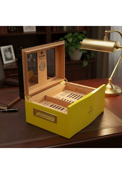 Cohiba Camlı Puro Kutusu Humidor Sarı 70's