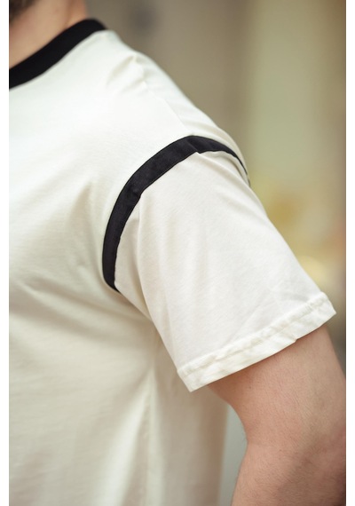 Madmext Ekru Bisiklet Yaka Regular Fit Erkek T-shirt E7126 Ekru