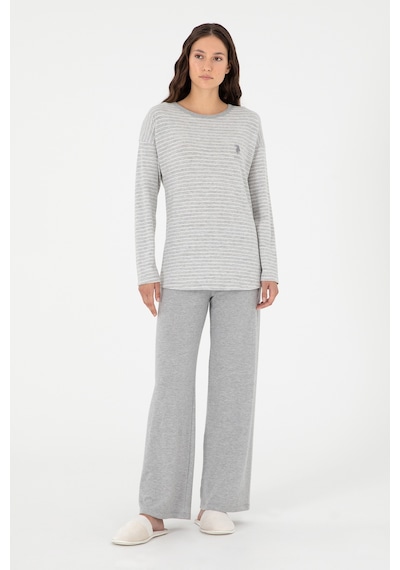 U.s. Polo Assn. Kadın Gri Melanj Pijama Takım 50302036-vr086 Gri Melanj