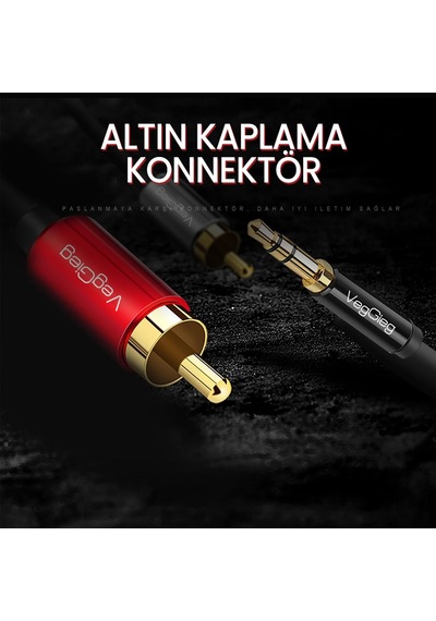 3.5mm Aux To 2 Rca Ses Kablosu 1 Metre Belirtilmemiş