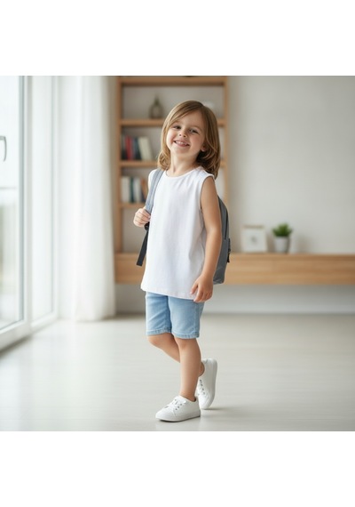 Bonbon Çocuk 3'lü Paket Pamuklu Beyaz Renk Tshirt Cb1038