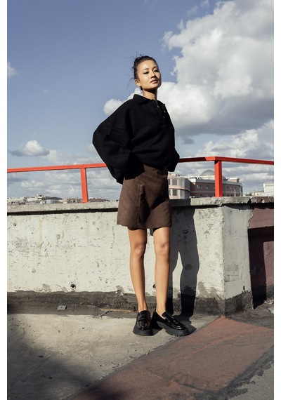 Polo Yaka Triko Kazak Siyah