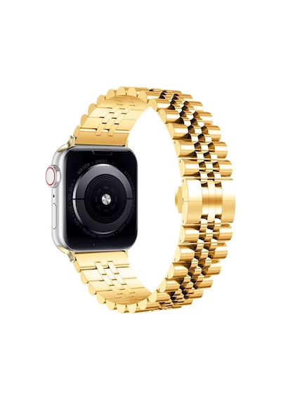 Forzacase Apple Watch 9 41mm İle Uyumlu Rolex Tasarım Metal Kordon Kayış - Fc879 Gold