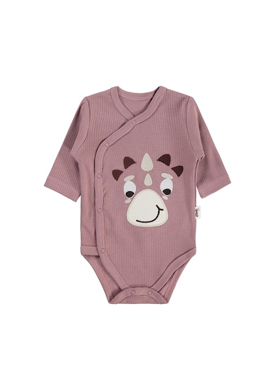 Civil Baby Dinozor Nakışlı 1-9 Ay Çıtçıtlı Badi - Kahverengi
