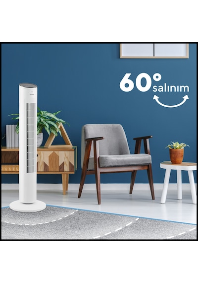 Kumtel Ktf-360 Kule Tipi Vantilatör Beyaz