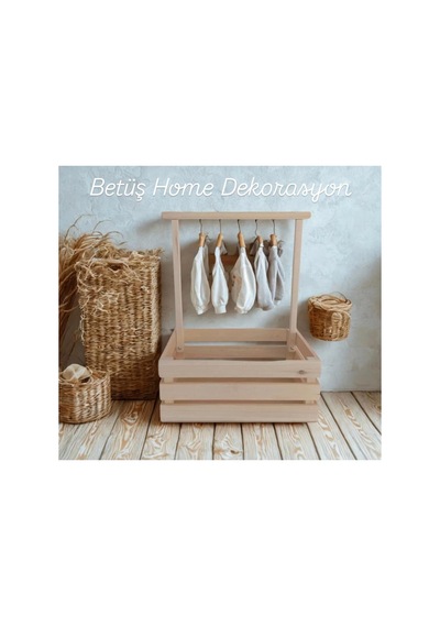Ahşap Kasa - Bebek Kırk Sepeti - Baby Shower Sepeti Bej