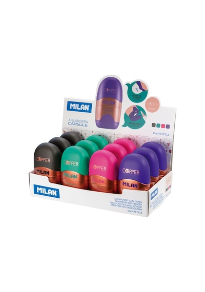 Mılan 4717112 Capsule Copper Kalemtraş Silgi 12Li