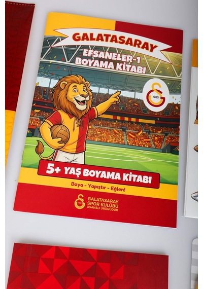 X Dekomus Lisanslı Galatasaray 17 Parça Premıum Hobi Kırtasiye Seti Boyama Kitabı,sticker
