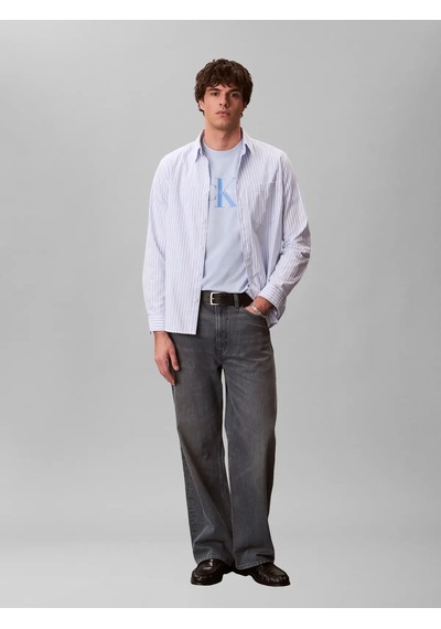 Calvin Klein Ss Hero Monologo Tee, C1o, M Mavi Erkek T-shirt