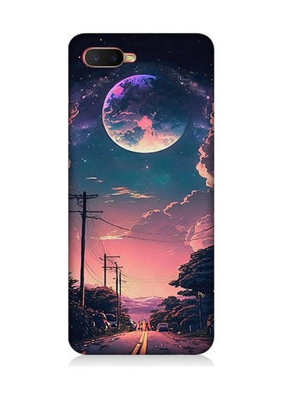 Oppo Rx 17 Neo Uyumlu Ay Manzara Ve Yol Desenli Silikon Kılıf