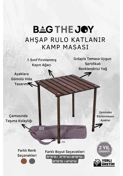 Bag The Joy Ahşap Masa Sandalye Seti Antrasit-turuncu- 50 50 50cm Kahverengi - Turuncu