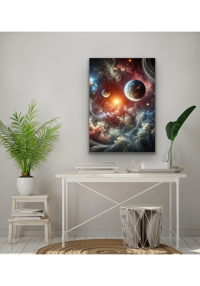 Gezegenler Kanvas Tablo 70x100cm Çok Renkli