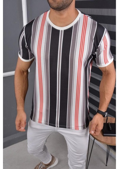 Mcz Giyim Pembe Renk Bisiklet Yaka Slim Fit Erkek T-shirt