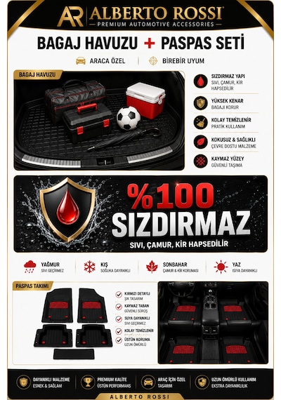 Renault Clıo 5 2019+ Uyumlu Araca Özel 3d Bagaj Havuzu Ve Paspas Enerji Kırmızı